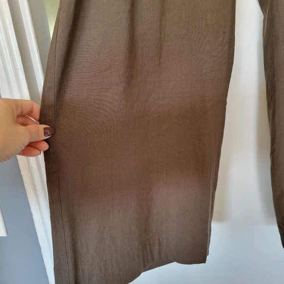 NWOT Vince Women Olive Green Linen Blend Pull On Straight Leg‎ Pants XXL - Picture 4 of 9